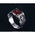 Anillos cruzados grabados en acero inoxidable titanio plata 316L para hombres